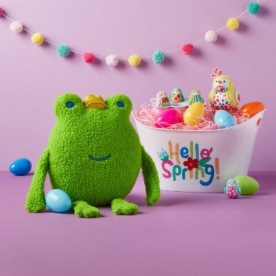 10"x16" Oval Plastic 'Hello Spring' Easter Tub White - Spritz