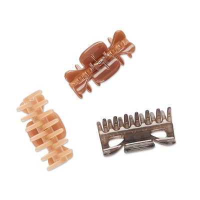 scunci No-Slip Grip Recycled Claw Clips - Neutral - All Hair - 3pk