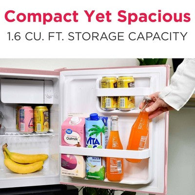 Frigidaire 1.6 cu ft Compact Retro Fridge with Freezer, Built-in Bottle Opener Pink (LOCAL PICKUP ONLY)