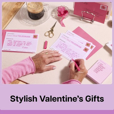Noted by Post-it 6ct With Love Telegram Cards Valentine's Day