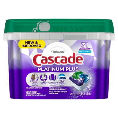Cascade Platinum Plus Action Pacs Dishwasher Detergent - Fresh - 31ct