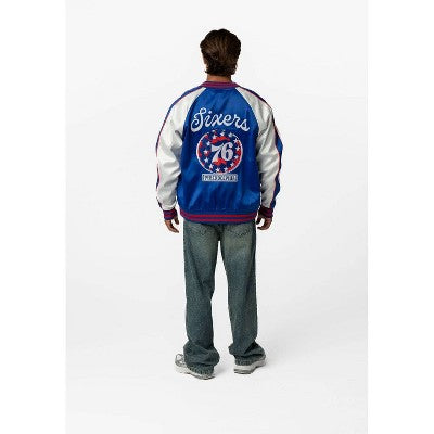 NBA Philadelphia 76ers Zip-Up Satin Bomber Jacket - L
