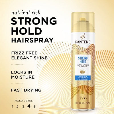 Pantene Strong L4 Aero Spray 14 fl oz: Hair Styling, Securing Hair, Aerosol, Floral Scent