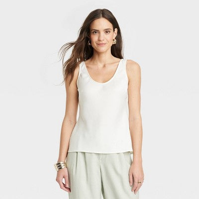 Women's Woven Shell Tank Top - A New Day White XS