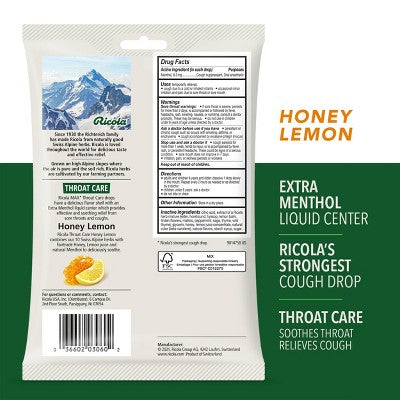 Ricola Max Throat Care Drops - Honey Lemon - 34ct