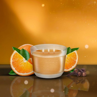 Glade 3 Wick Holiday Scented Christmas Candle for Stocking Stuffers - Orange Zest & Clove - 6.8oz