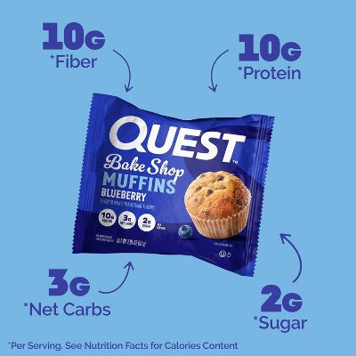 Quest Nutrition Bake Shop Muffin - Blueberry - 4ct: 10g Protein Per Serving, Ready to Eat