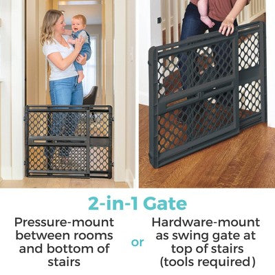 Toddleroo by North States 2-in-1 Supergate Secure Plastic Gate - Black (LOCAL PICKUP ONLY)