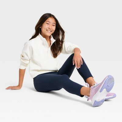 Girls' Everyday Soft High-Rise Capri Legging - Navy Blue M
