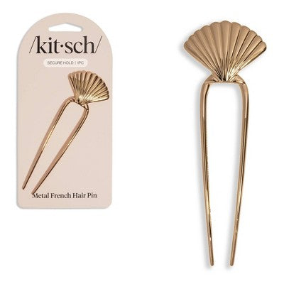 Kitsch Metal Clam Shell French Hair Pin - Gold: Hair Styling, All Hair Types, Zinc