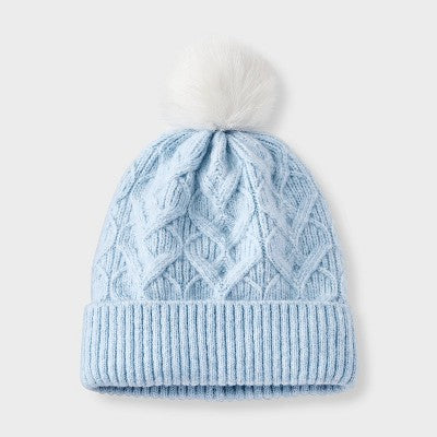 Girls' Cable Heart Beanie Hat - Cat & Jack Blue
