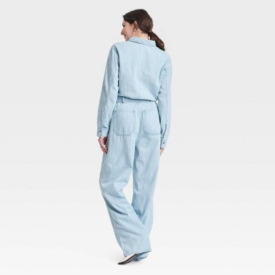 Women's Denim Baggy Jumpsuit - Universal Thread Light Wash 6