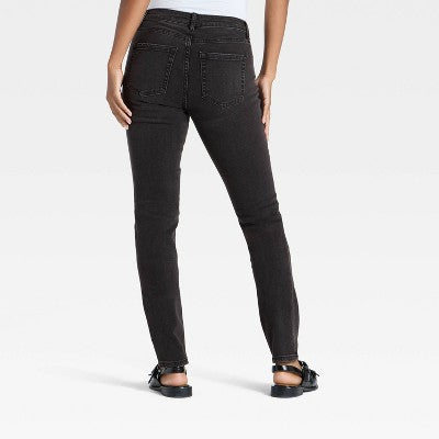 Women's Mid-Rise Skinny Curvy Jeans - Wild Fable Black 2