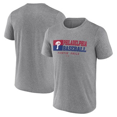 MLB Philadelphia Phillies Men's Gray Short Sleeve T-Shirt - L: Crew Neck, Tagless