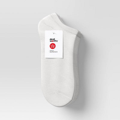 Women's 10pk Low Cut Socks - Dealworthy White 4-10