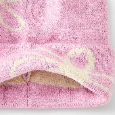 Girls' Knitted Floral Beanie Hat - Cat & Jack Purple/White