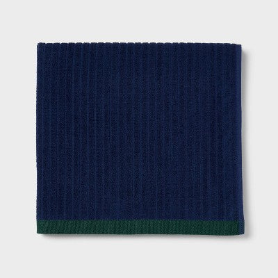 6pc Everyday Ribbed Dorm Towel Set Navy/White - Room Essentials