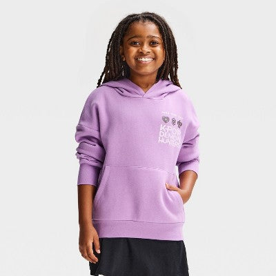 Girls' KPop Demon Hunters Hooded Graphic Sweatshirt - Purple L