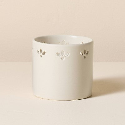 Small Perforated Ceramic Sugared Birch Jar Candle Cream 6oz - Hearth & Hand with Magnolia