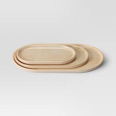 3pk Bamboo Melamine Trays with Wood Decal Natural Wood - Room Essentials