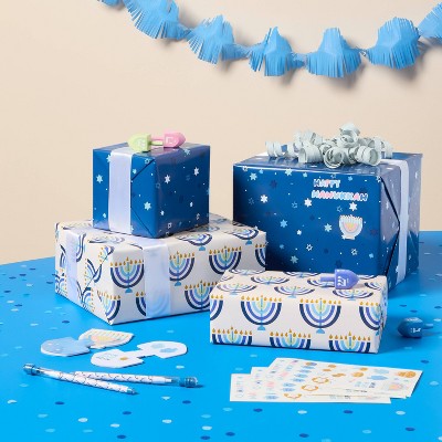 240"x30" Bulk Hanukkah Star and Dot Gift Wrapping Paper Blue - Spritz (LOCAL PICKUP ONLY)