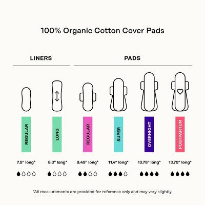 Honey Pot 100% Organic Cotton Cover Cooling Regular Overnight Duo Pads - 16 ct