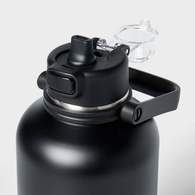 64oz Stainless Steel Vacuum Insulated Water Bottle Black - All In Motion