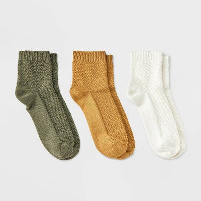 Women's Textured Stitch 3pk Ankle Socks - Universal Thread 4-10