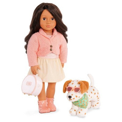 Our Generation Vacay Pup Posable 6'' Lemon Dalmatian Dog Plush for 18'' Dolls