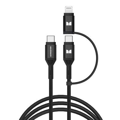 Monster 35W Dual Port 6' Long Cable Car Charger Bundle 1 USB-C and 1 USB-A Port