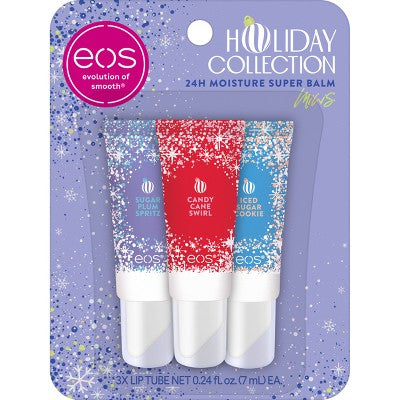 eos Candy Cane Swirl Lip Balm Mini Tube Blister - Sugar Plum Spritz/Iced Sugar Cookie - 3pk
