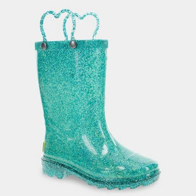 Western Chief Toddler Girls Abby Glitter Boots - Teal Green 5T