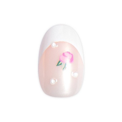 Olive & June Pressies Fake Nails - Katie J - S/M Round - Dreams of Roses