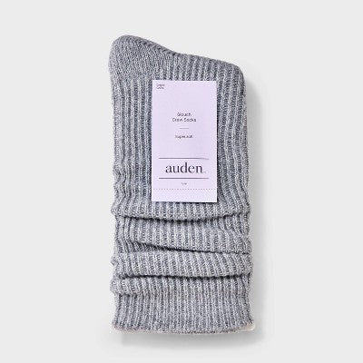 Women's Ribbed Super Soft Slouch Crew Socks - Auden Heather Gray 4-10