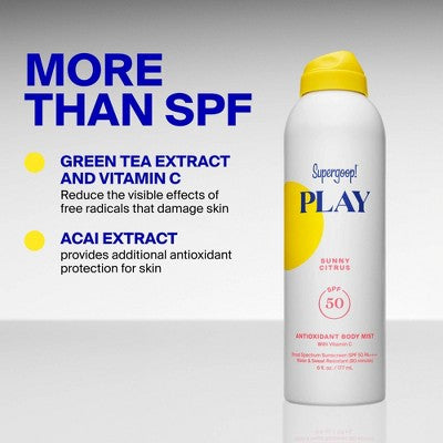 Supergoop! PLAY Antioxidant Body Sunscreen Mist with Vitamin C - SPF 50 - Sunny Citrus - 3 fl oz