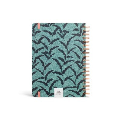Papier 150pg Ruled Notebook 9.84"x7.48" Spiral Leafy Vines: College Ruled, Hard Cover, Adult Stationery, Green