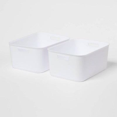 12.5L Brightroom Open Storage Tub White 2pk - Brightroom
