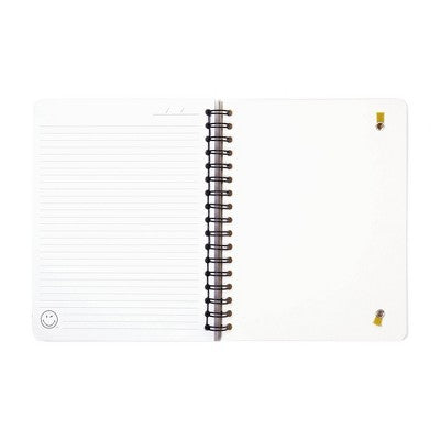 Yoobi SmileyWorld Journal 7"x9" Spiral with Elastic Band Yellow Smiley Trio, School Supplies