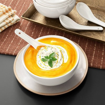 6pk New Porcelain Soup Spoons White - Threshold: Modern, Microwave & Dishwasher-Safe, Service for 6