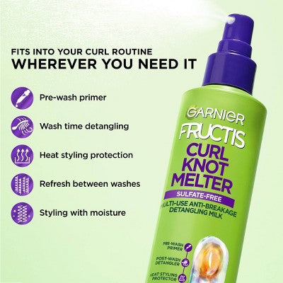 Garnier Fructis Curl Knot Melter Anti-Breakage Detangling Milk - 8.5 fl oz: Moisturizing, Sulfate-Free, Vegan