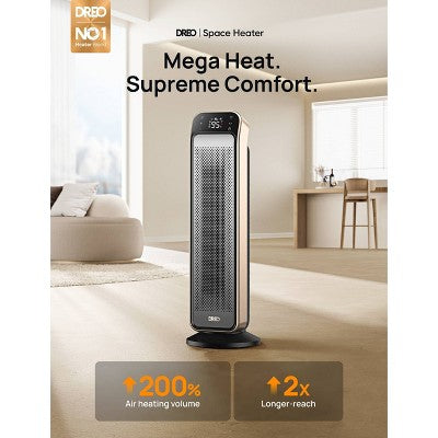 DREO 1500W Solaris Max 25" Ceramic Space Heater Oscillating Fast Heat and Ultra-Quiet ECO Mode Remote (LOCAL PICKUP ONLY)