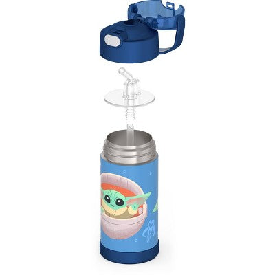 Thermos Kids' 12oz Stainless Steel FUNtainer Water Bottle with Bail Handle - Blue Baby Yoda