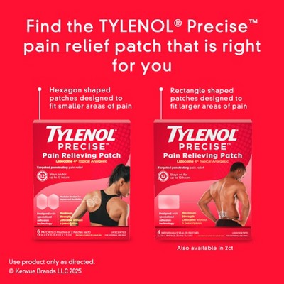 Tylenol Precise Pain Relief Patches - Max OTC Strength Lidocaine - Unscented - 3 Pouches/2ct Each