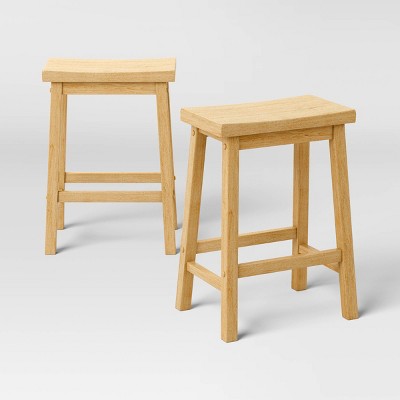 2pk 24" Solid Wood Saddle Counter Height Barstools Natural - Room Essentials (LOCAL PICKUP ONLY)