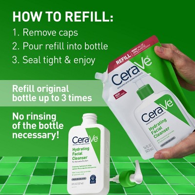 CeraVe Hydrating Face Wash with Hyaluronic Acid and Glycerin for Normal to Dry Skin - Refill - 16 fl oz