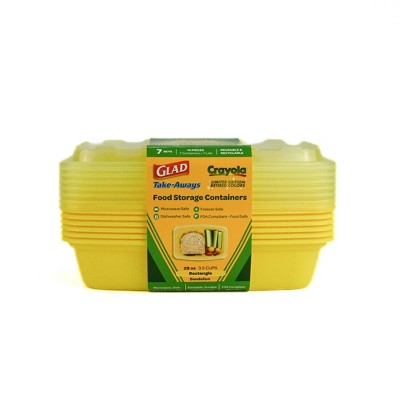 Glad Take-Aways Crayola Retired Colors 28oz/7pk Rectangle Food Storage Containers - Dandelion