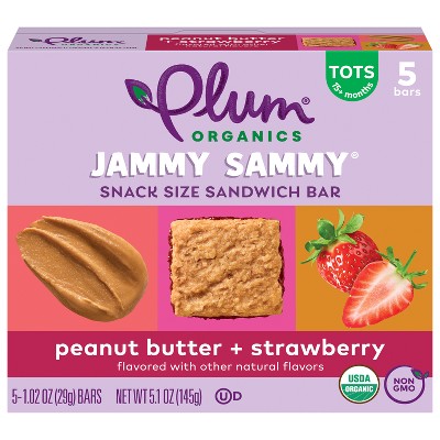 Plum Organics Jammy Sammy Snack Bars - Peanut Butter and Strawberry - 1.02oz/5ct