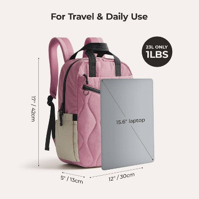 Bagsmart Bagsmart 23L Vega Featherlight 15.6" Backpack - Crepe Pink