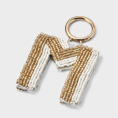 Beaded Monogram Letter M Bag Charm - A New Day Gold