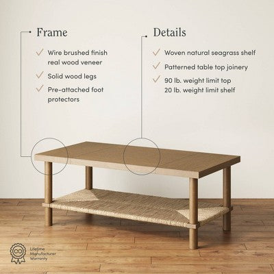Nathan James Beacon Seagrass Coffee Table Light Brown (LOCAL PICKUP ONLY)